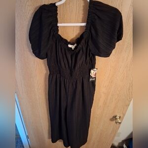 Blush Black Long Puff Sleeve Romper New